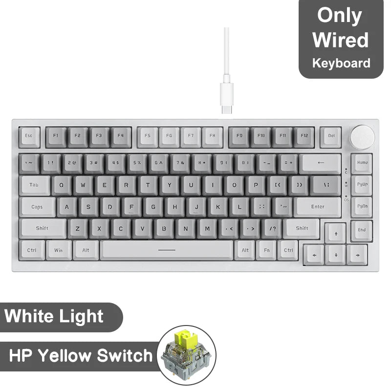 Mechanical Keyboard 82 Keys Wireless Bluetooth 5.1 Knob