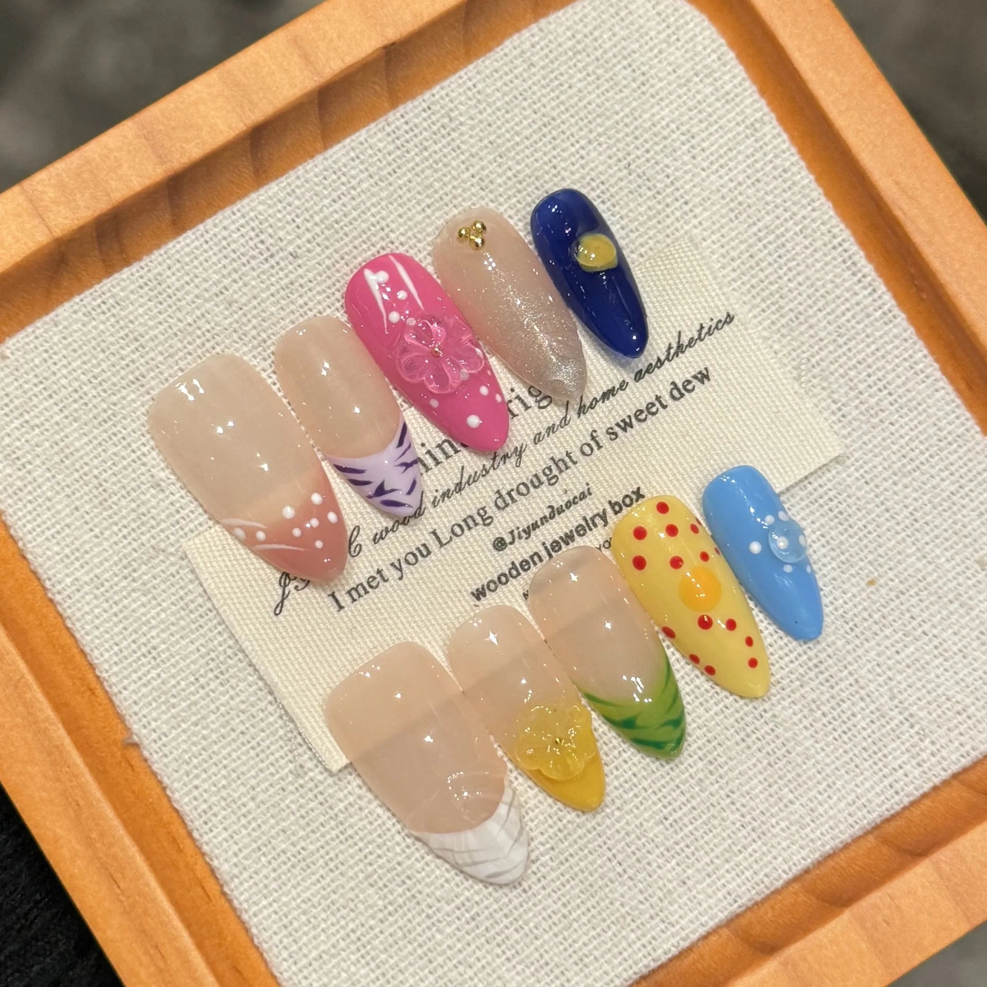 Handmade Press On Nails in Sweet Pink Blue Colors - Smarsty
