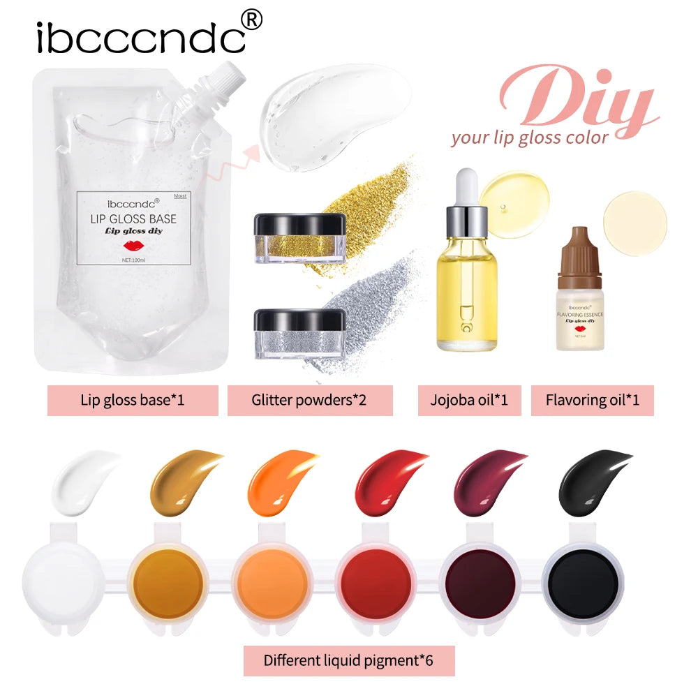 DIY Lip Gloss Making Kit Moisturizing Lip Gloss Base Diy Raw Material Tool Kit Shiny Glitter Lip Tints Glaze Handmade Cosmetics