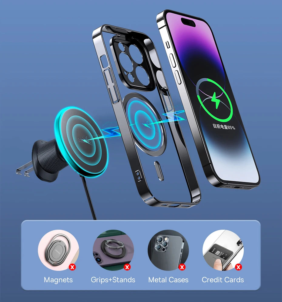 Magnetic Wireless Car Charger Holder 15W Fast Charging - Smarsty