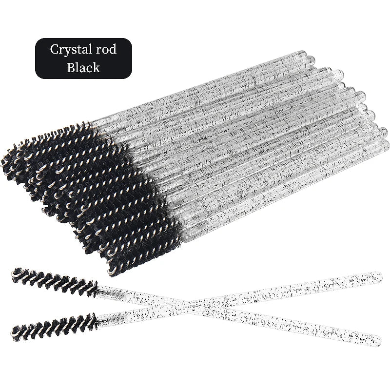 50 Pcs Disposable Eyelash Brushes with Diamond Handles - Smarsty