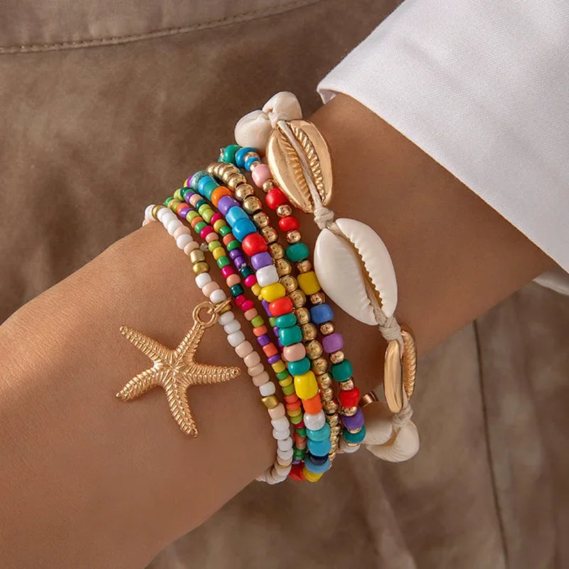 Boho Summer Starfish Bracelet Set for Women - Smarsty