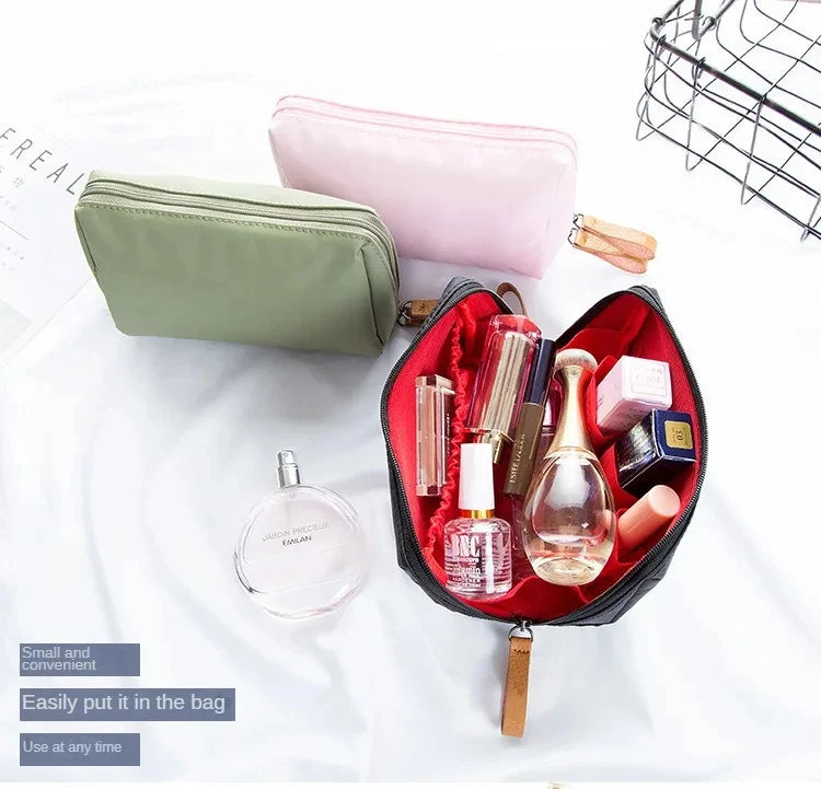 2024 New Women Cosmetic Bag Solid Color Korean Style Makeup Bag Pouch Toiletry Bag Waterproof Makeup Organizer Case Luxury Bag - Smarsty