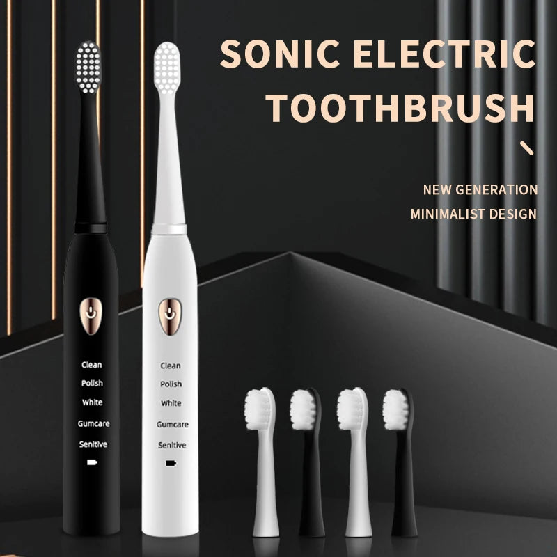 Jianpai Black White Acoustic Electric Toothbrush with USB Charging - Smarsty
