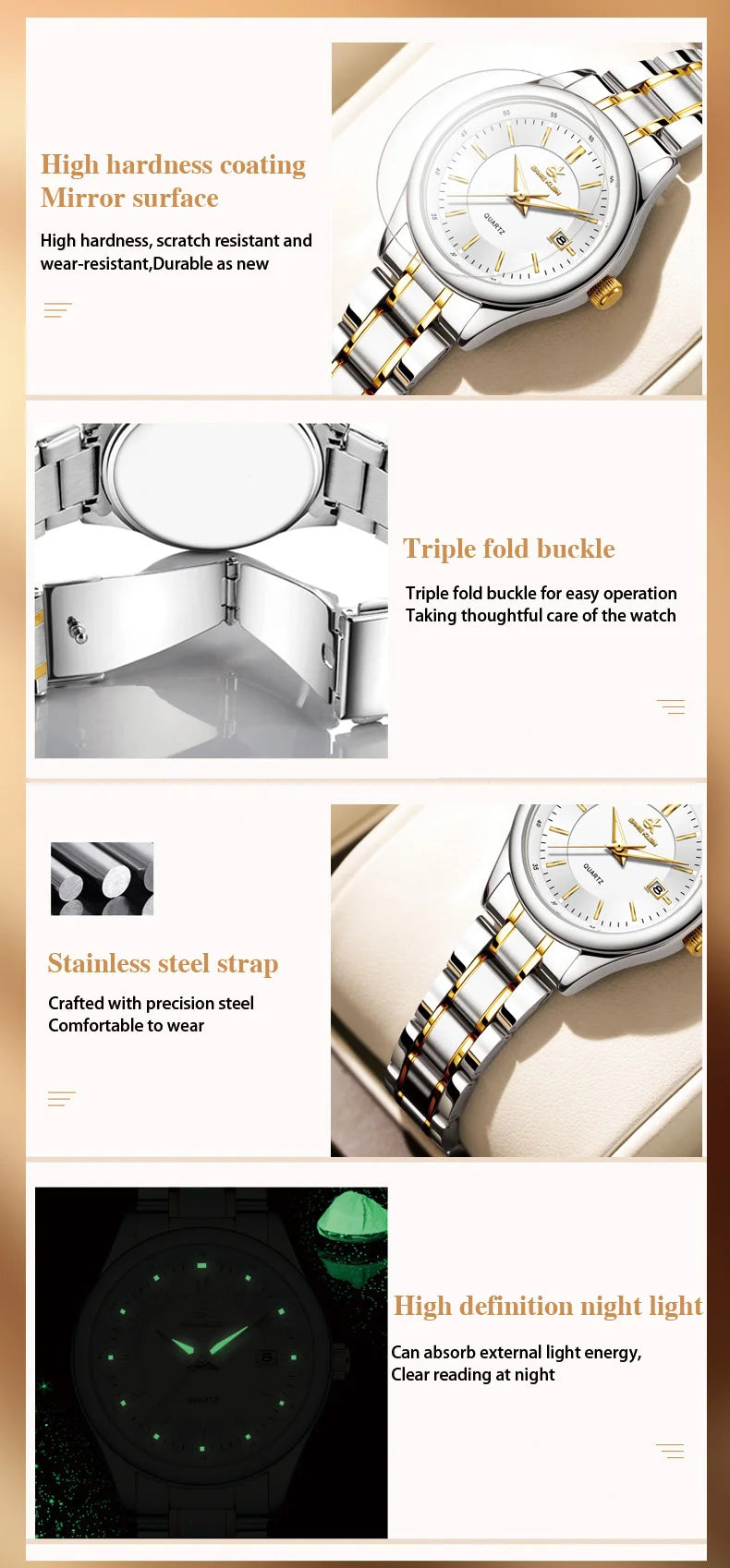 Elegant Waterproof Women's Watch with Luminous Display - Smarsty