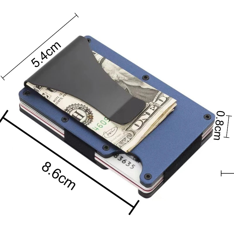Slim Wallet For Men - Front Pocket RFID Blocking Minimalist Wallet For Men - Metal Wallet With Money Clip For Men - Smarsty