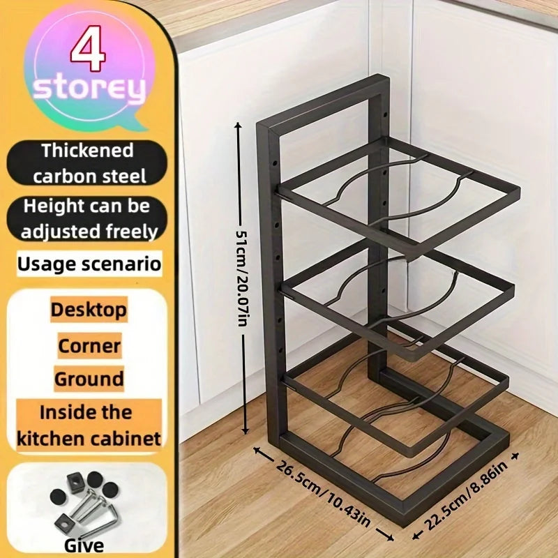 Adjustable Pot Rack Organizer, Kitchen Stainless Steel Pot Storage Rack ,Multi-Layer Household Pot and Pan Organzier for Kitchen by Smarsty