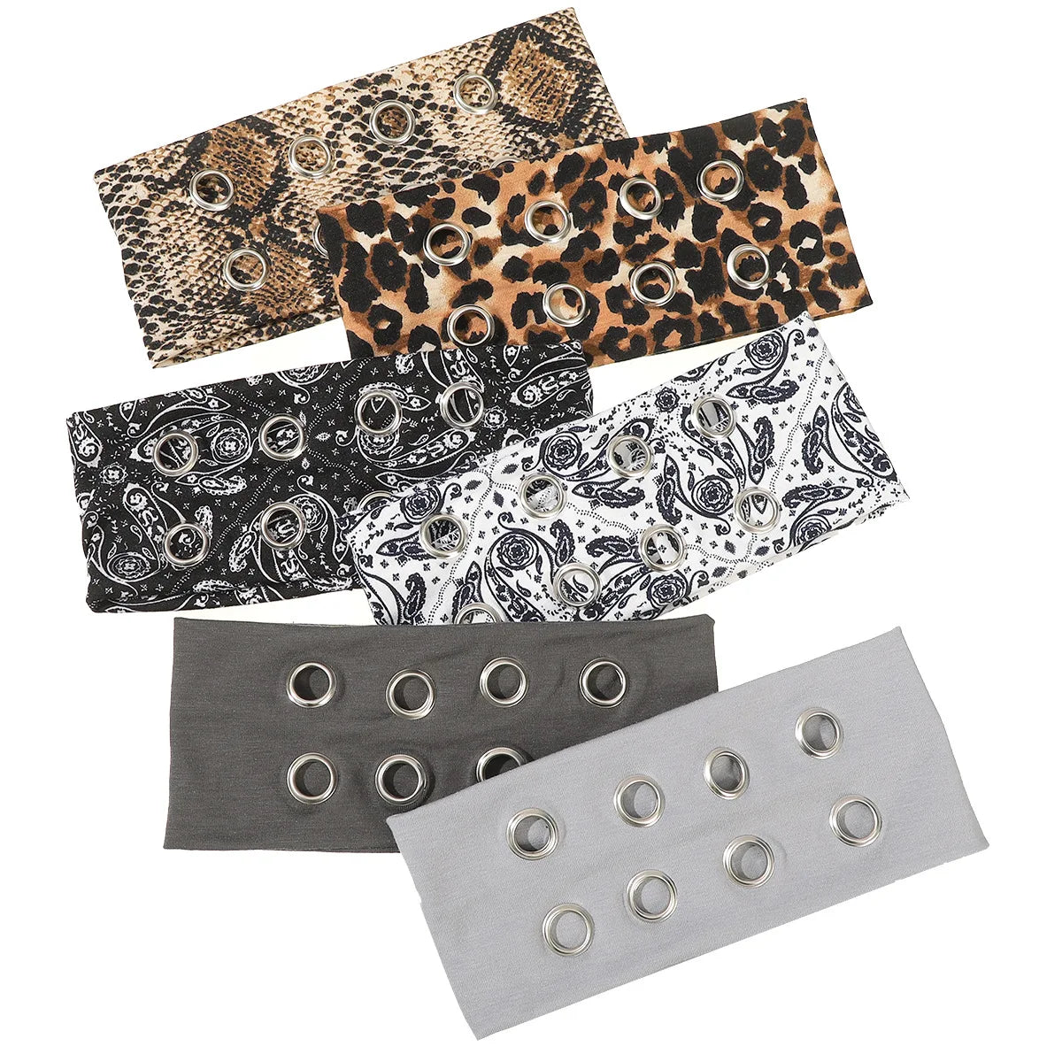 Punk Grunge Wide Elastic Headband Stretchy Metal Look - Smarsty