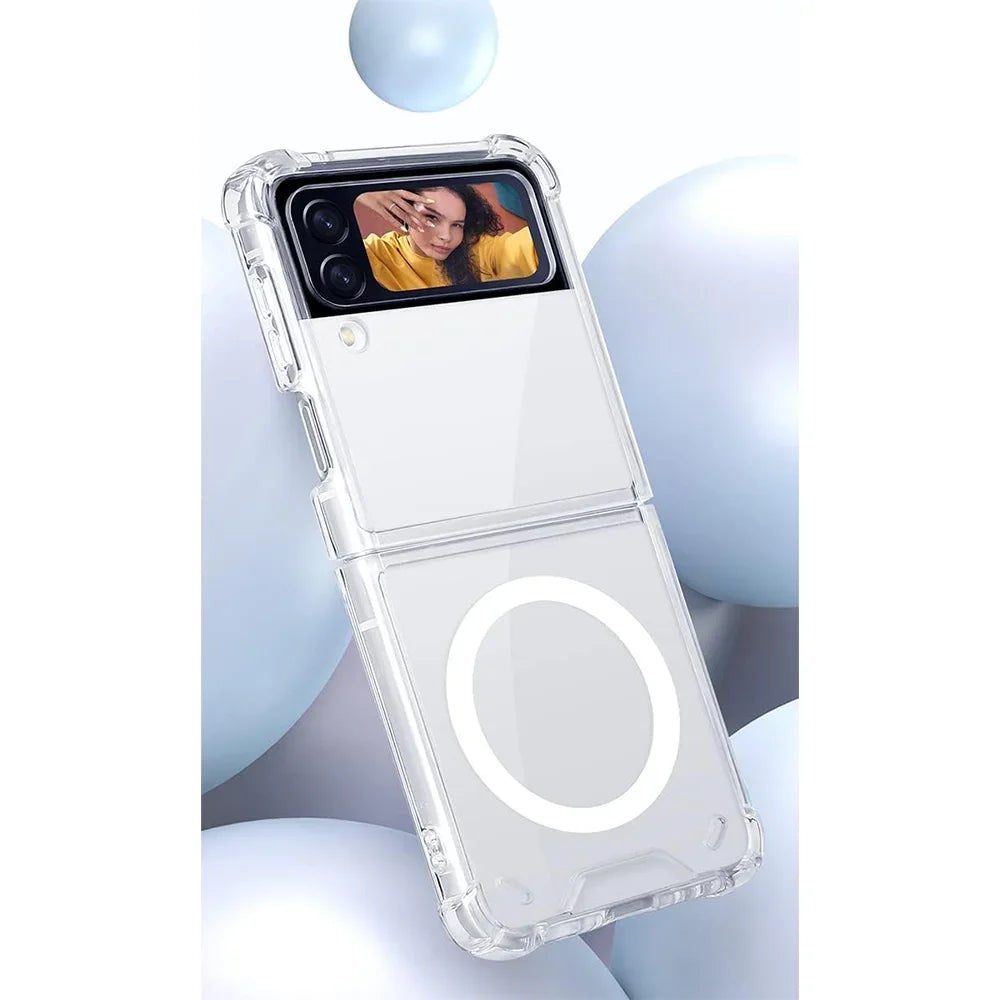 Magnetic Transparent Galaxy Z Flip Case Wireless Charging - Smarsty