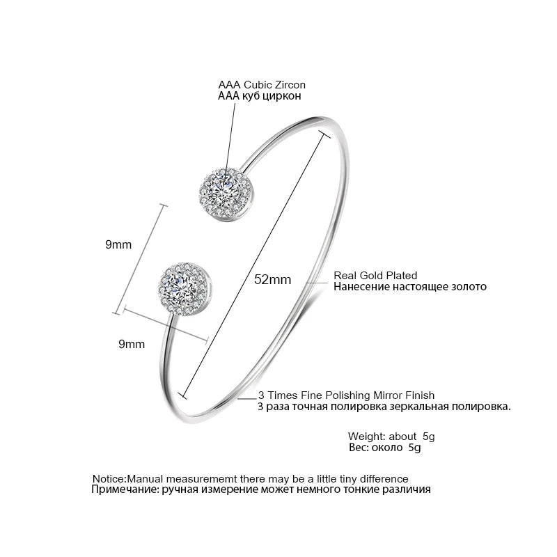Luxury Gold Cuff Bangles with Cubic Zirconia for Women - Smarsty