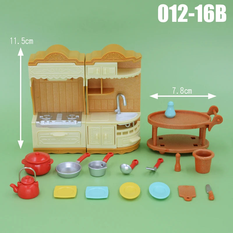 Dollhouse Furniture Kitchen Play Set Miniature Refrigerator 1:12 Mini Food Living Room Sofa Set Pretend Play Accessores Toy by Smarsty