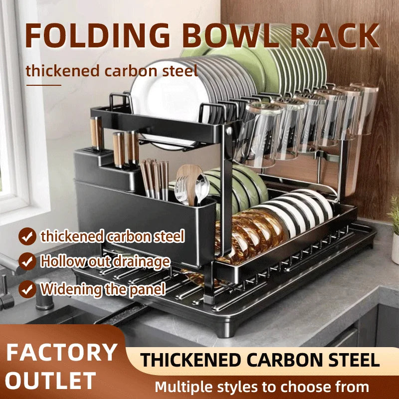 Carbon steel multifunctional kitchen shelf storage rack, bowl and chopstick rack storage organization saves space by Smarsty