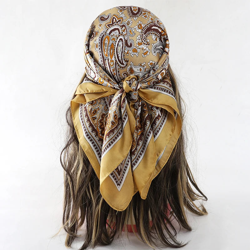 Bohemian Floral Print Silk Scarf for Women Sun Protection - Smarsty