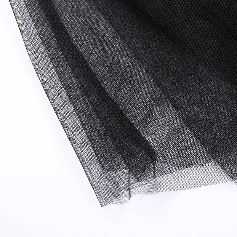Sexy Net Yarn High-Waisted Irregular Skirt for Women Summer New European and American Gothic Style Versatile Casual Skirts - Smarsty