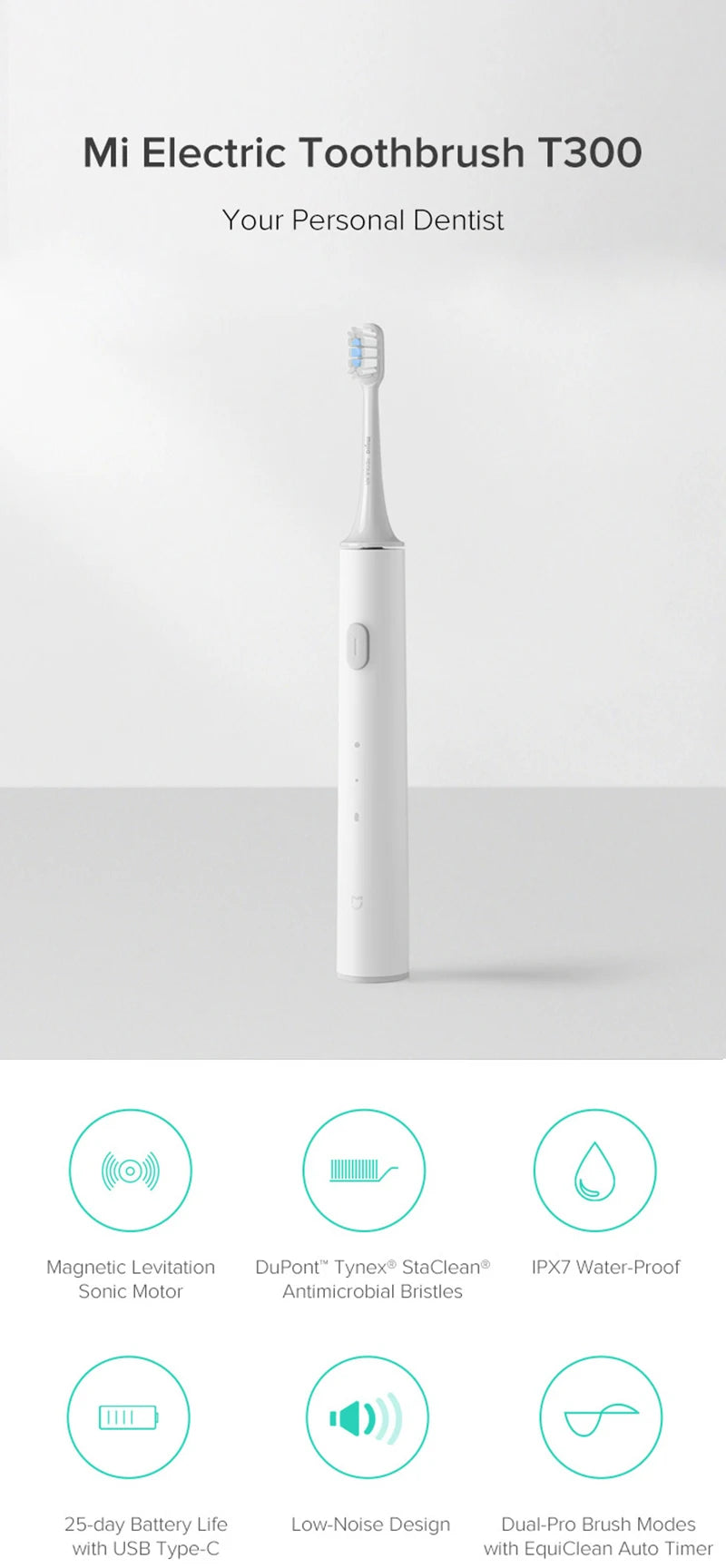 Xiaomi Mijia T300 Waterproof Electric Toothbrush for Whitening - Smarsty