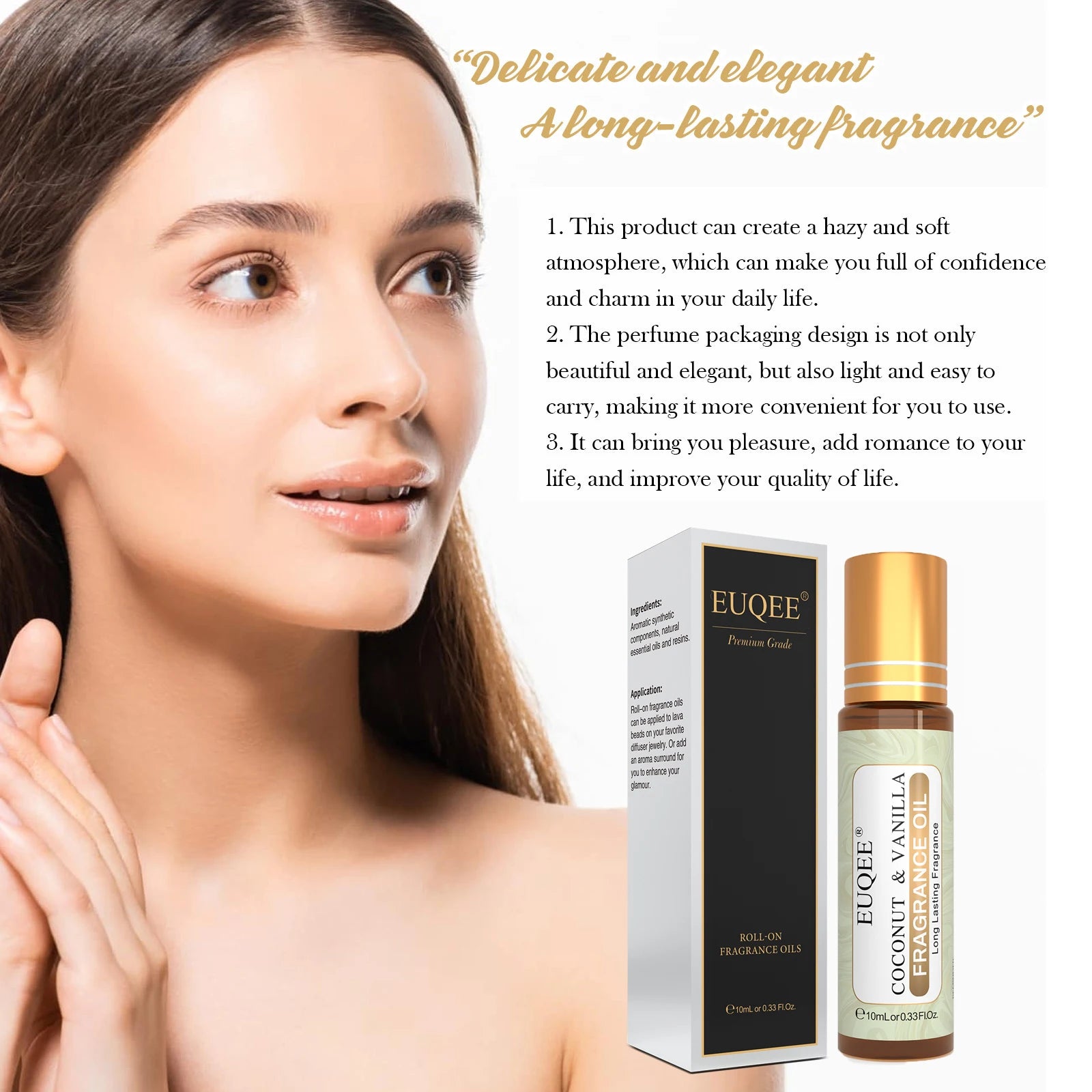 EUQEE 10ml Women's Roller Fragrance Oil Coconut Vanilla Scent - Smarsty