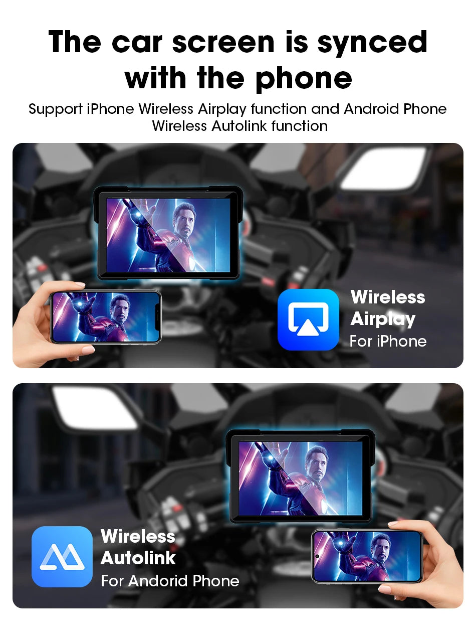 Motorcycle DVR GPS Navigation With CarPlay And Android Auto - Smarsty