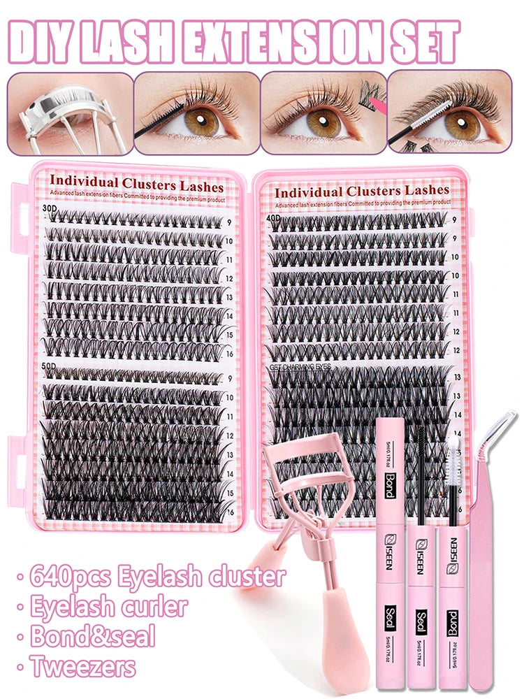 640pcs DIY False Eyelashes Extension Kit with Tools - Smarsty