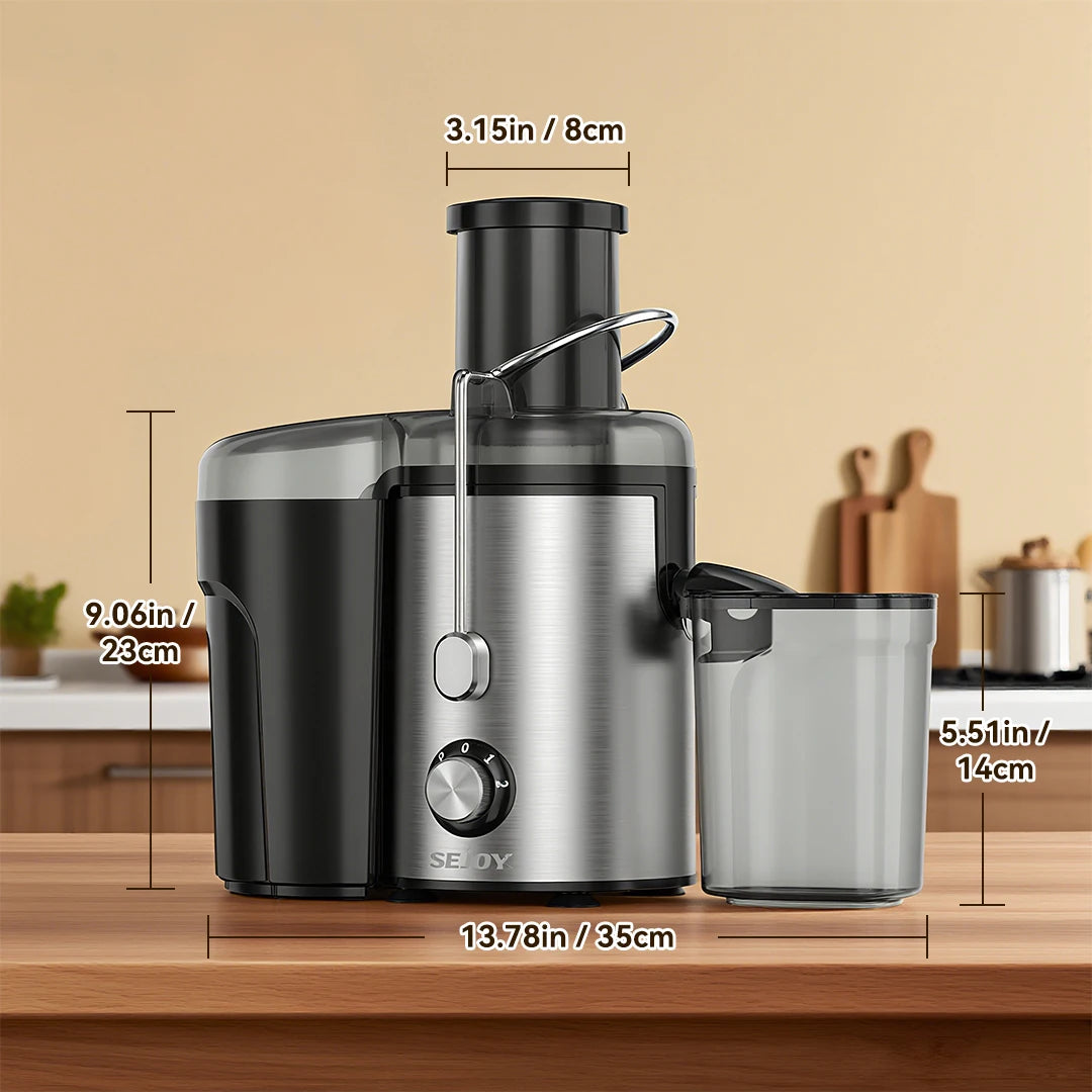 Sejoy Compact Fruits Juicer,Juice Extractor Machine Multiple Safety Features Operation Centrifugal Extractor Speed Adjustable