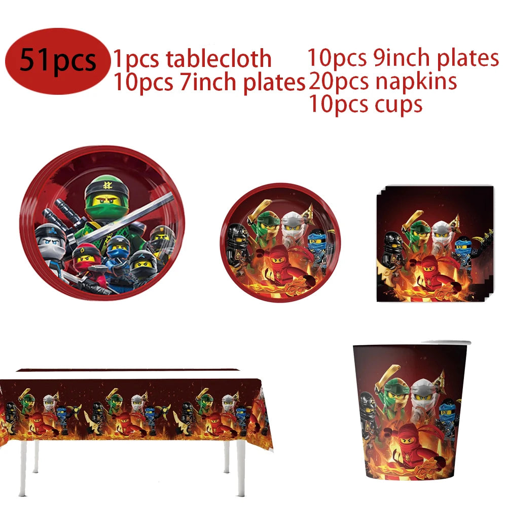 Ninja Theme Birthday Party Disposable Tableware Set - Smarsty
