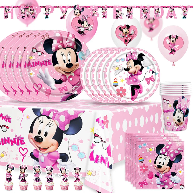 Minnie Mouse Birthday Party Disposable Tableware Set - Smarsty