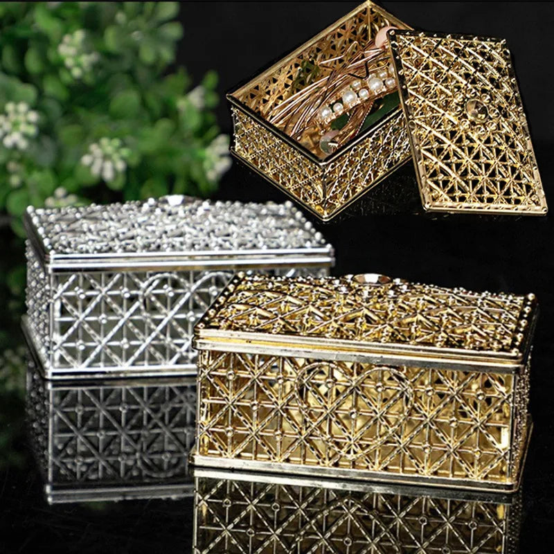 Mini Silver Jewelry Box Set with Flower Design - Smarsty