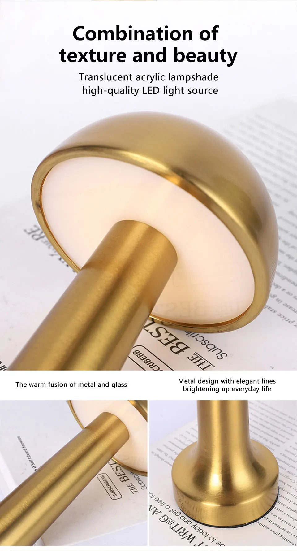 Rechargeable LED Table Lamp with Touch Control - Smarsty