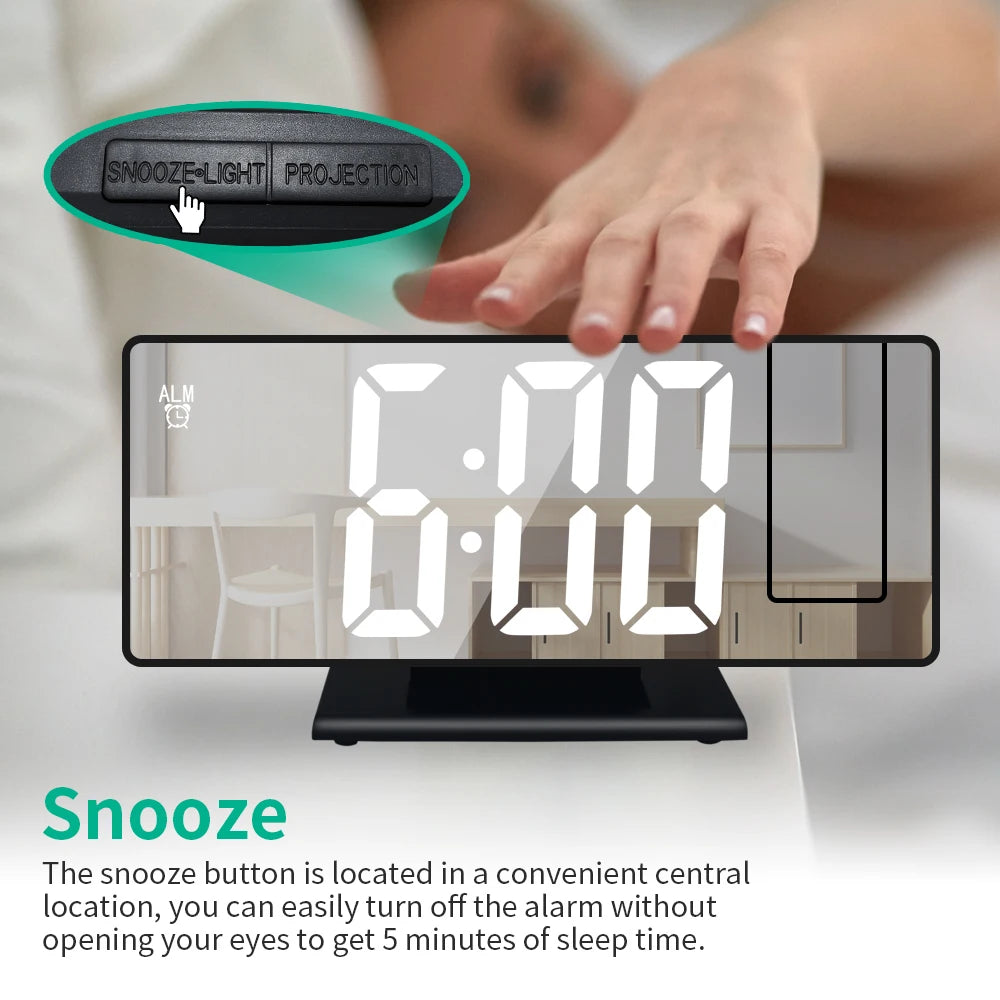 180 Degree Projection Alarm Clock with USB Charging - Smarsty