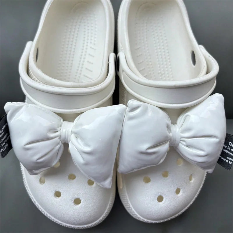 2Pcs Adorable Bow Shoe Charms Glossy, Shiny, Diy Fashion Decorations For Shoes Cute Accessories To Elevate Your Footwear Style
