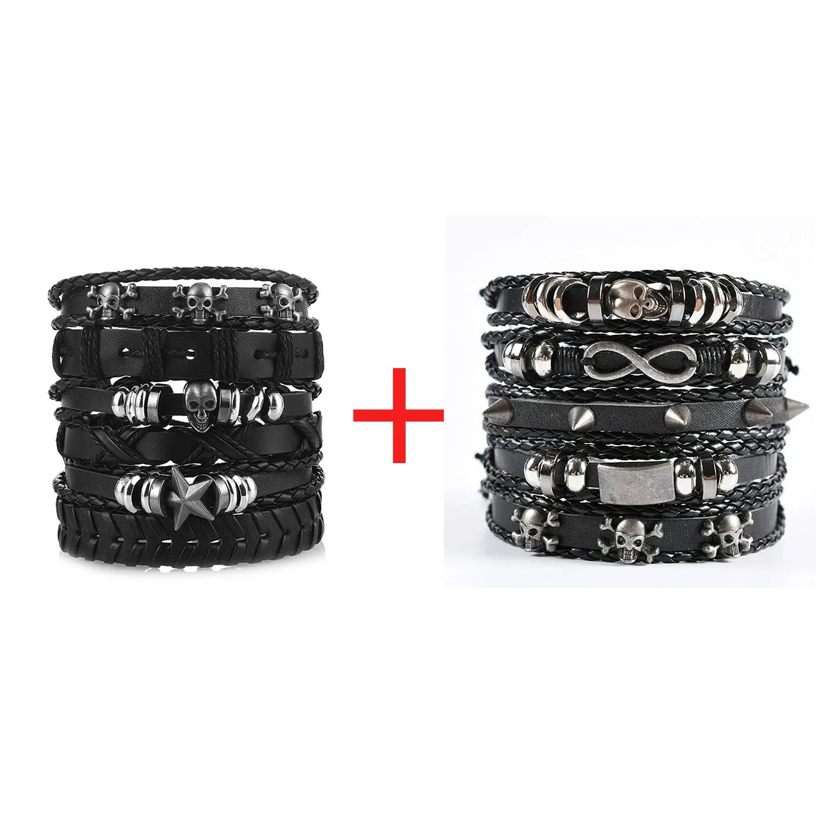 Viking Leather Bracelet For Men Adjustable Skull Design - Smarsty