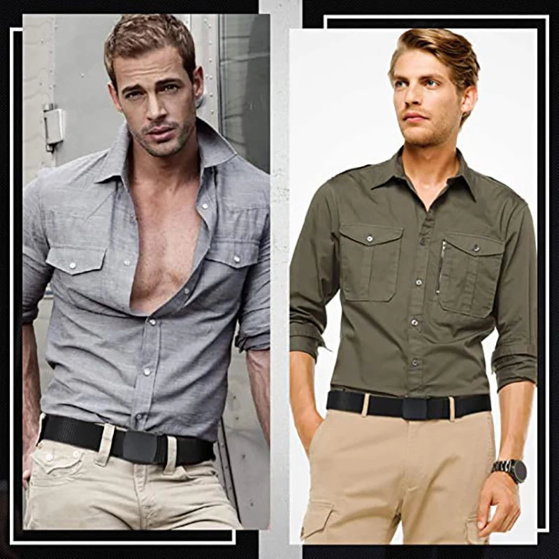 Military Tactical Nylon Belt with Automatic Buckle Durable Outdoor Canvas Belt for Men - Smarsty