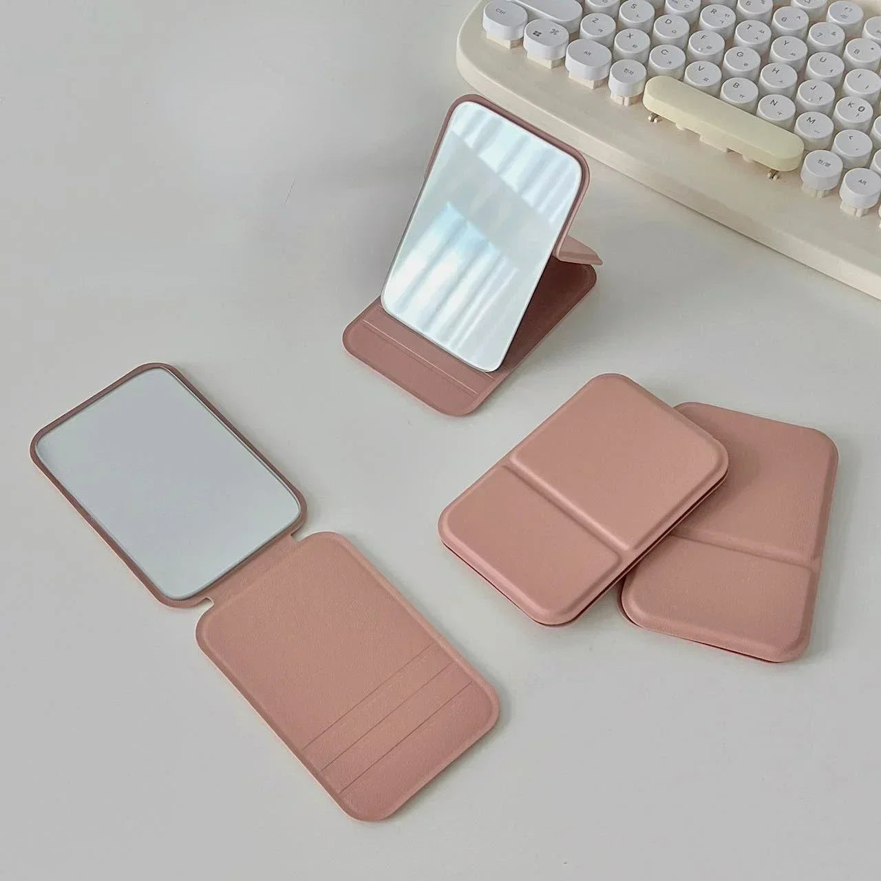 Portable Foldable Makeup Mirror with PU Leather Case - Smarsty