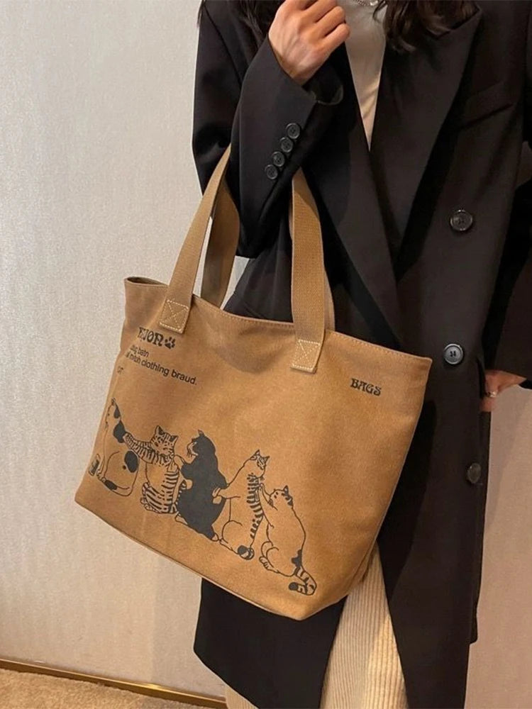 Womens Canvas Tote Bag Durable Spacious Zipper Closure - Smarsty