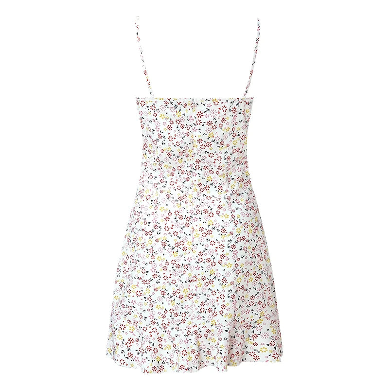 Women's Sexy Casual Home Small Floral Camisole Dress Summer Comfortable Skirt - Smarsty