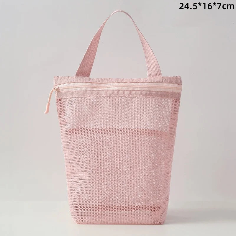 Mesh Makeup Toiletry Storage Bags Handbags Portable Travel Washing Body Shower Tools Organizer Hanging Cosmetic Organizer Pouch - Smarsty