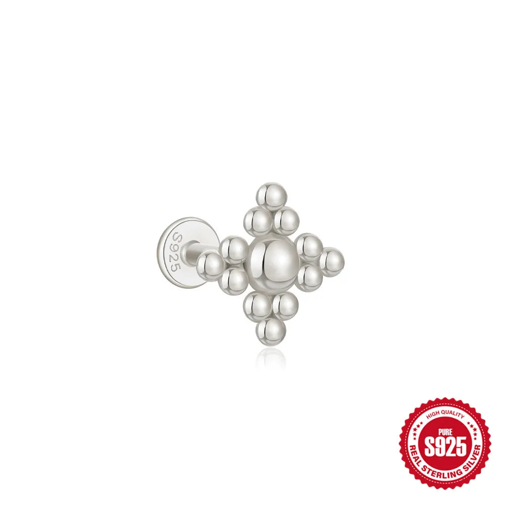 925 Silver Star Moon Zircon Stud Earrings Hypoallergenic - Smarsty