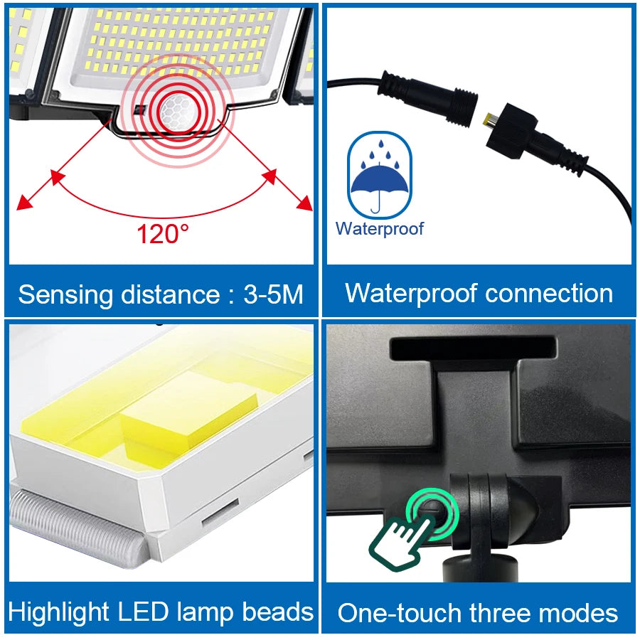 LED Solar Motion Sensor Outdoor Wall Lamp Waterproof - Smarsty