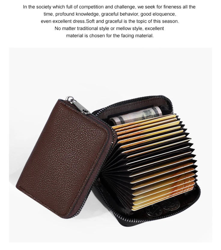 20 Detents Cards Holders PU Business Bank Credit Bus ID Card Holder Cover Coin Pouch Anti Demagnetization Wallets Bag Organizer