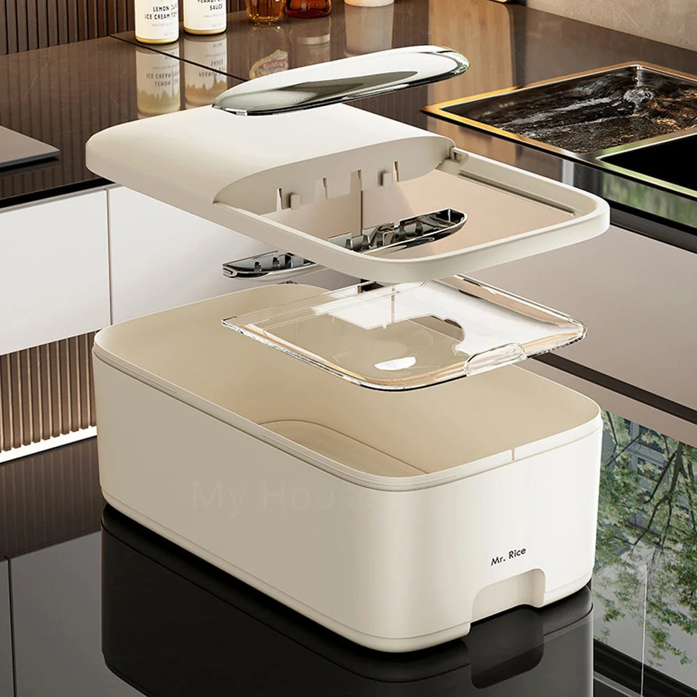 10KG Rice Storage Box Home with Lid Insect Proof Moisture Proof Rice Box Grain Sealed Jar Kitchen Container Storing Dry Grain by Smarsty