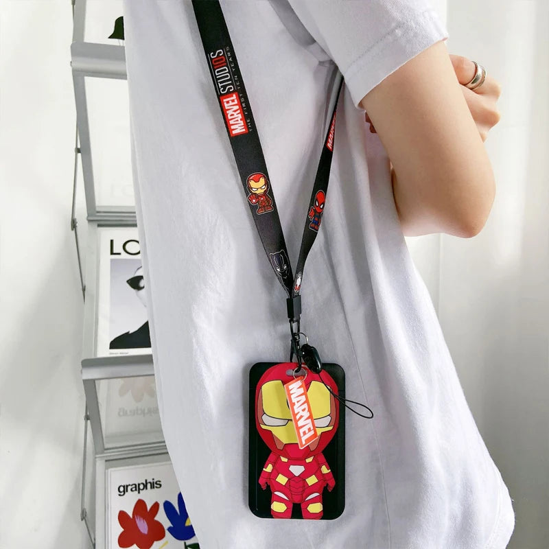 Disney Superhero ID Card Holder Neck Strap Pendant Cool Boys Door Badge Holder Lanyards Keychain Men Work Credential Case Gift - Smarsty