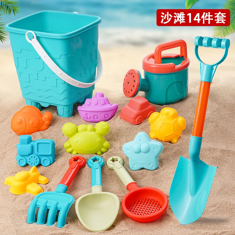 Summer Beach Set Toys For Kids Digging Sand Plastic Bucket Watering Bottle Shovels Children Beach Water Game Toys Tools by Smarsty