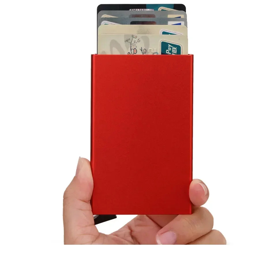 Anti Rfid Blocking Smart Wallet for Men Women ID Bank Credit Card Holder Metal Thin Slim Women Wallets Pop Up Minimalist Purse