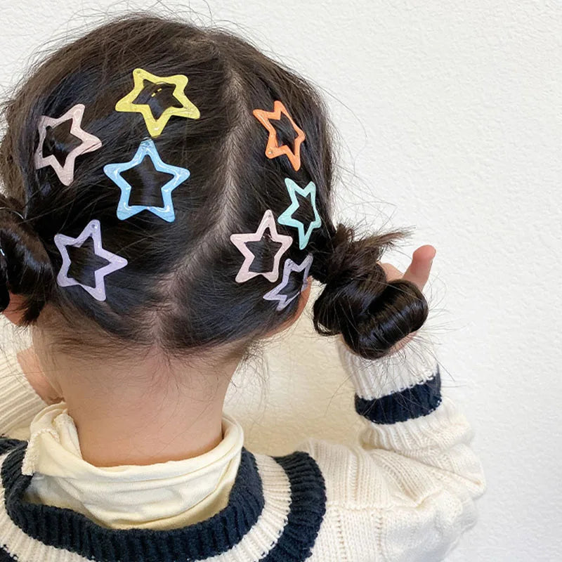 Cute Colorful Star Hair Clips Set for Girls - Smarsty