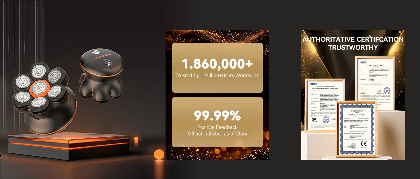 MAXGROOM 7D Head Shaver for Bald Men IXP6 Waterproof USB Rechargeable Electric Hair Trimmer Beard Floating Blade Magnetic Razor