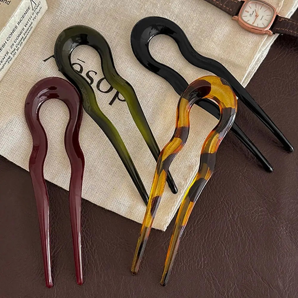 Fashion U-Shaped Tortoiseshell Hair Fork for Women - Smarsty