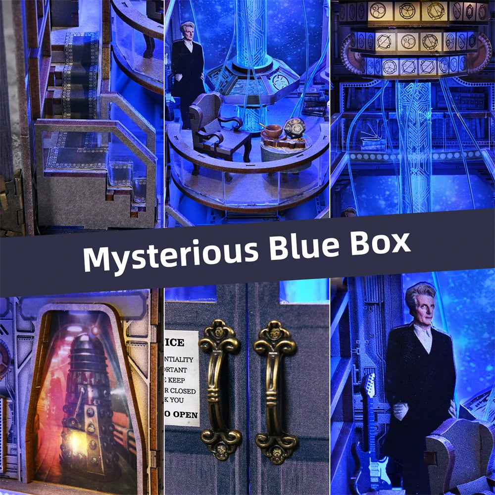 Book Nook Kit Mysterious Telephone Booth DIY Wooden Puzzle Handmade Bookshelf Dollhouse Model Bookend Building Home Decoration - Smarsty