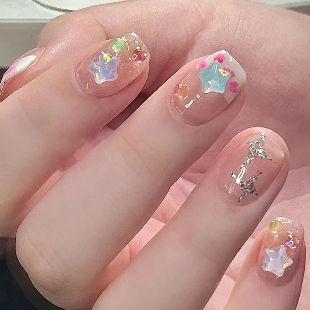 24Pcs Cute Pink Cat Eye Press On Nails Set - Smarsty