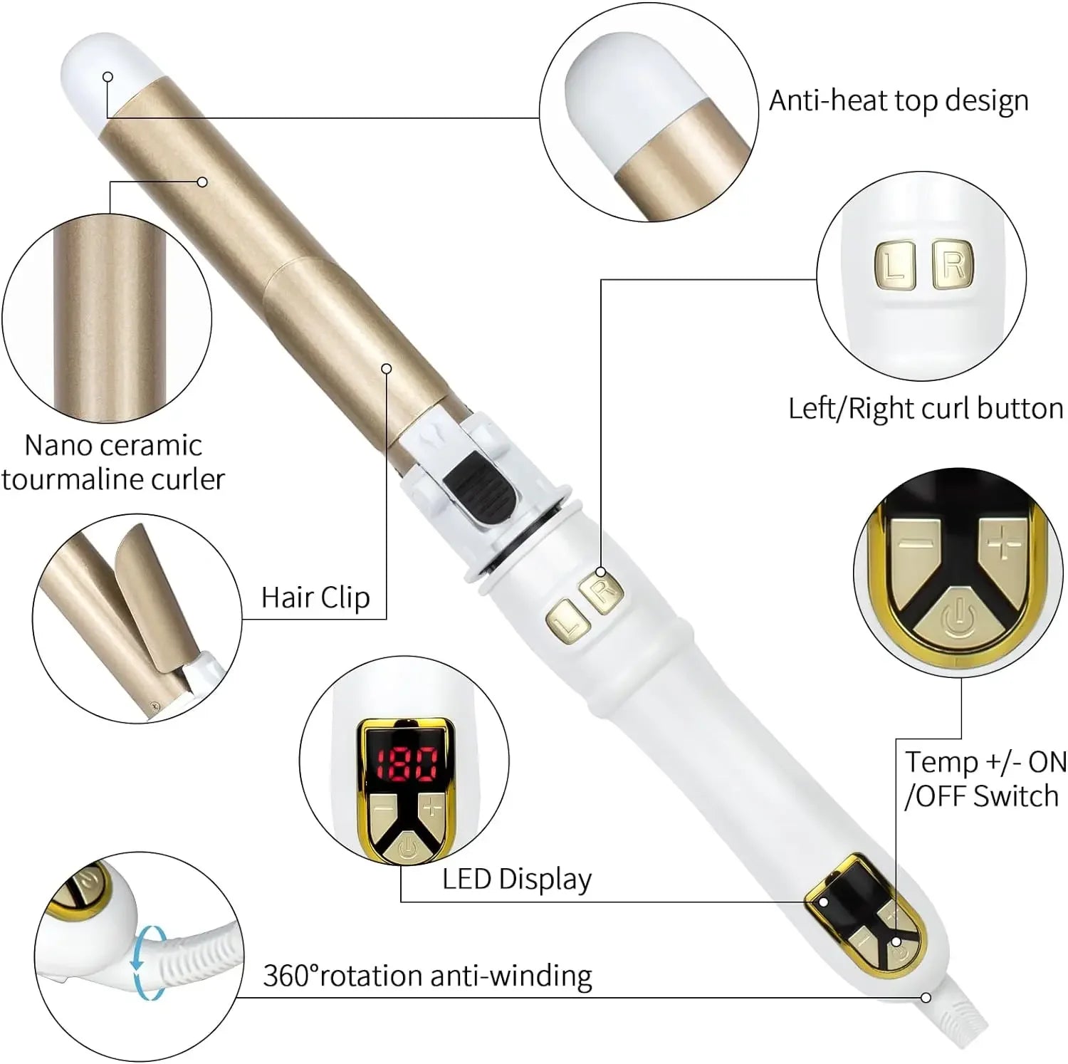 Automatic 28mm Hair Curling Wand for Professional Waves - Smarsty