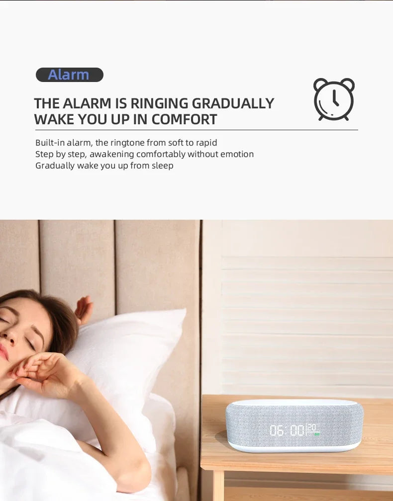 Alarm Clock Wireless Charger Night Light Thermometer Dock - Smarsty