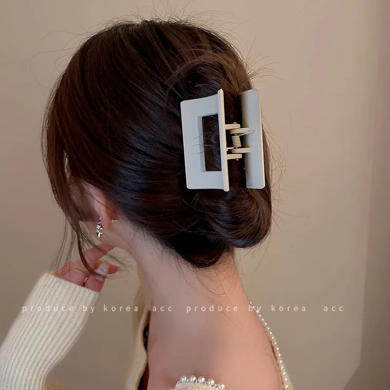 Korean Coffee Beige Acrylic Geometric Hair Claw Clip Large - Smarsty